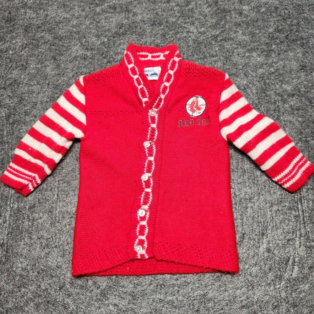 Vintage Brandon USA Made Boston Red Sox Baseball Cardigan Sweater Infant Toddler